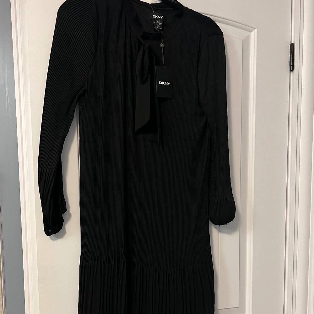 DKNY black pleated dress